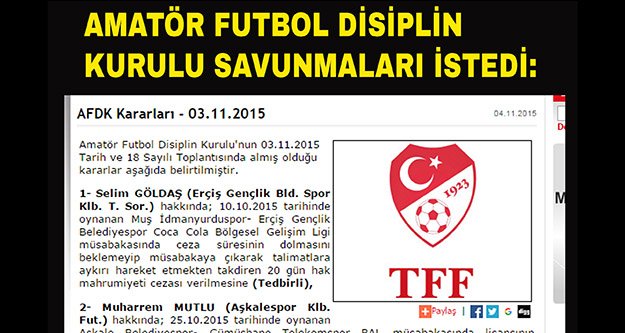 AFDK Aşkalespor'dan savunma istedi