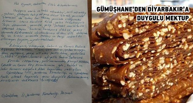 Gümüşhane’den Diyarbakır’a duygulandıran mektup