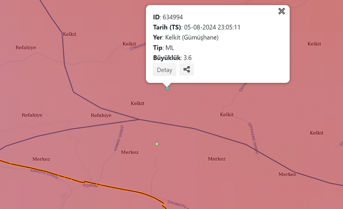 Kelkit’te yine deprem