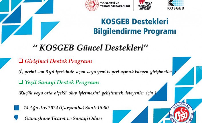 KOSGEB destekleri GTSO’da anlatılacak