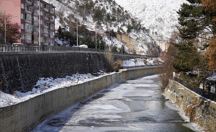 Türkiye’nin en hızlı akan çaylarından Harşit Çayı buz tuttu