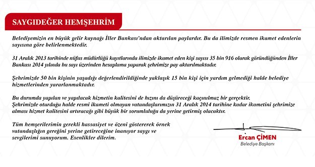 Başkan Çimen’den 10 bin kişiye mektup