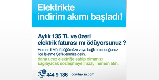 Elektrik Faturanız 135 Liranın Üstündeyse İndiriminiz Var