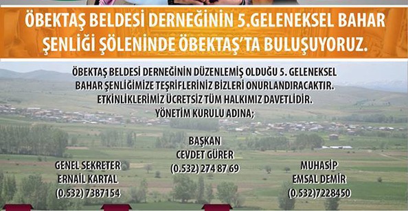 Öbektaş Şenlikleri Düzenlenecek