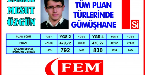 YGS Birincisi FEM'den 