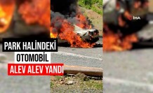 Gümüşhane’de park halindeki otomobil alev alev yandı