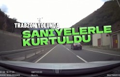 Ters yönden gelen otomobili fark eden sürücü faciadan saniyelerle kurtuldu