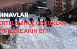 Sınavların ertelendiğini duyan çocuklar pistlere akın etti