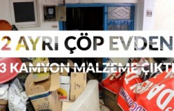 Gümüşhane’de iki ayrı çöp evden 3 kamyon malzeme boşaltıldı