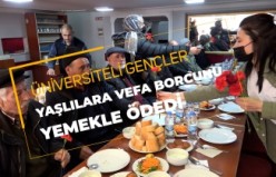 Üniversiteli gençler yaşlılara vefa borcunu yemekle ödedi