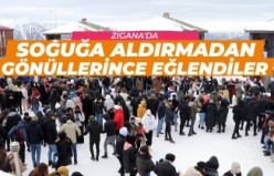 Soğuğa aldırmadan gönüllerince eğlendiler