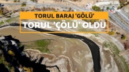 Torul Barajında göl yerini çöl manzarasına bıraktı