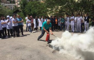 Gümüşhane Devlet Hastanesi’ndeki yangın tatbikatı...