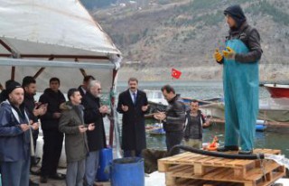 Kaymakam Karakaş, alabalık hasadına katıldı