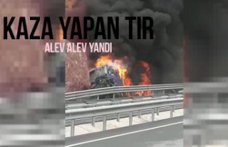 Gümüşhane’de kaza yapan TIR alev alev yandı