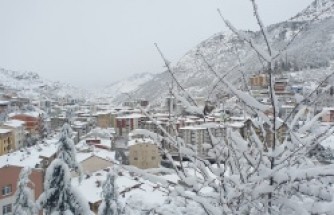 Gümüşhane şehir merkezi mevsimin ilk kar yağışının ardından beyaza büründü