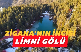 Zigana’nın incisi Limni Gölü, beyaz örtüsüyle ziyaretçilerini büyüledi